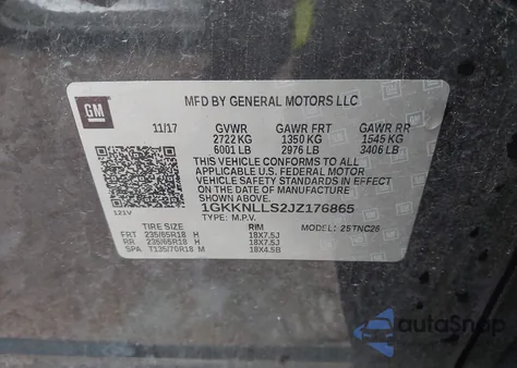 2018 GMC Acadia Sle-2 z USA, uszkodzony, nr VIN 1GKKNLLS2JZ176865